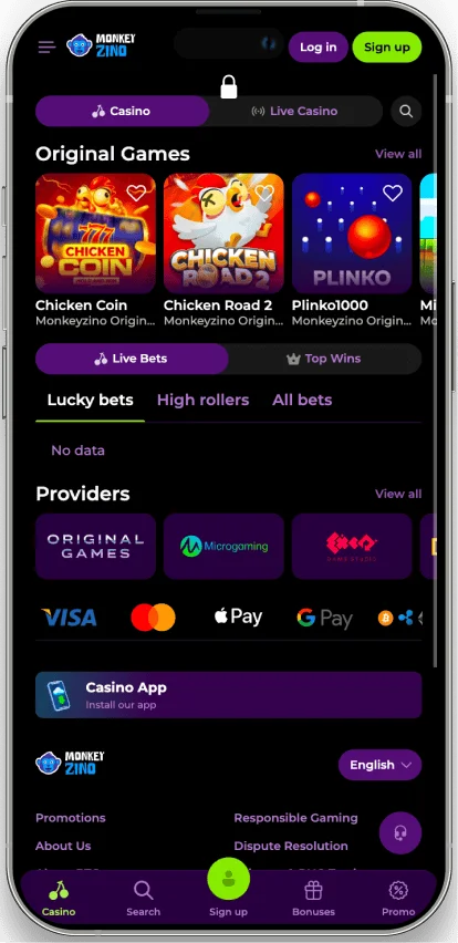 Monkeyzino application